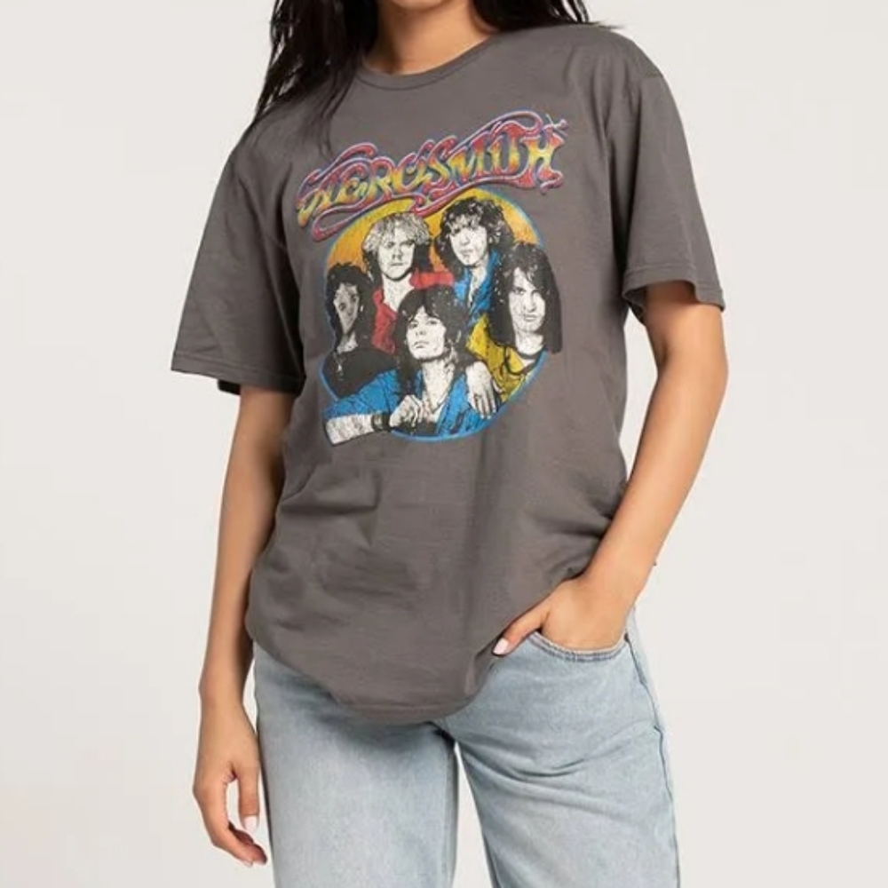 Aerosmith Backstage Photo Unisex Tee in Charcoal NWT